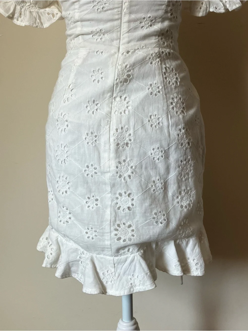 Saints + Secrets White Eyelet Ruched Corset Mini Cottagecore Boho Dress Small - Picture 10 of 10